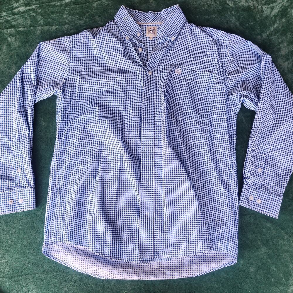 Cinch Western Button Down Shirt Mens Small Blue